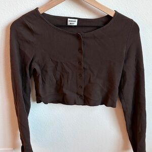 Aritzia Sunday Best Cropped Cardigan Brown Size Medium